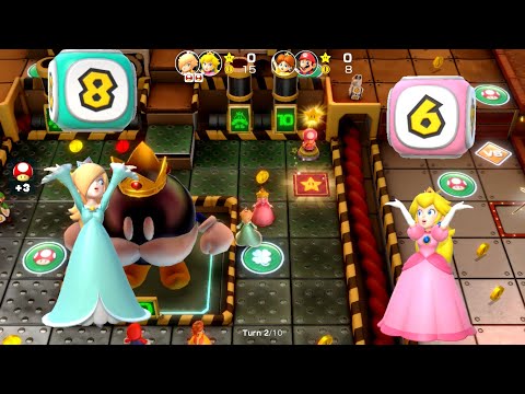 Super Mario Party - Rosalina and Peach vs Daisy and Mario - Gold Rush Mine