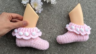 Crochet Newborn Baby Ruffle Socks