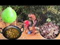 Poor Old Grandma Cooking GIZZARD Curry With BOTTLE GOURD And Eating Old Age Lifestyle Rural Life