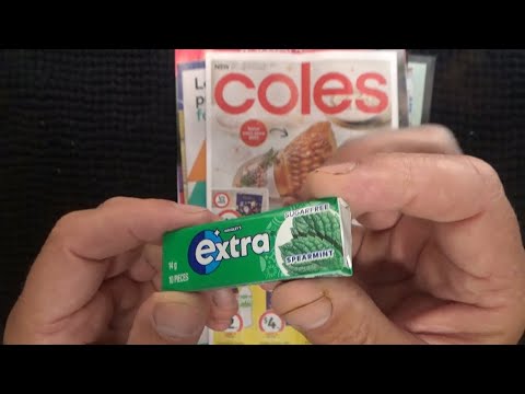 ASMR - Junk Mail Reading & Page Turning - Chewing Gum & Whispering - Australian Content