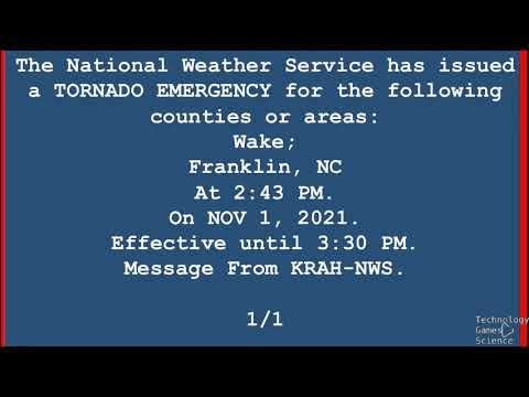 EAS MOCK: Tornado Emergency for Wake County, NC (Not real, so It’s fake)