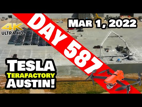 CONCRETE-O-RAMA AT GIGA TEXAS! - Tesla Gigafactory Austin 4K  Day 587 - 3/1/22 - Tesla Terafactory