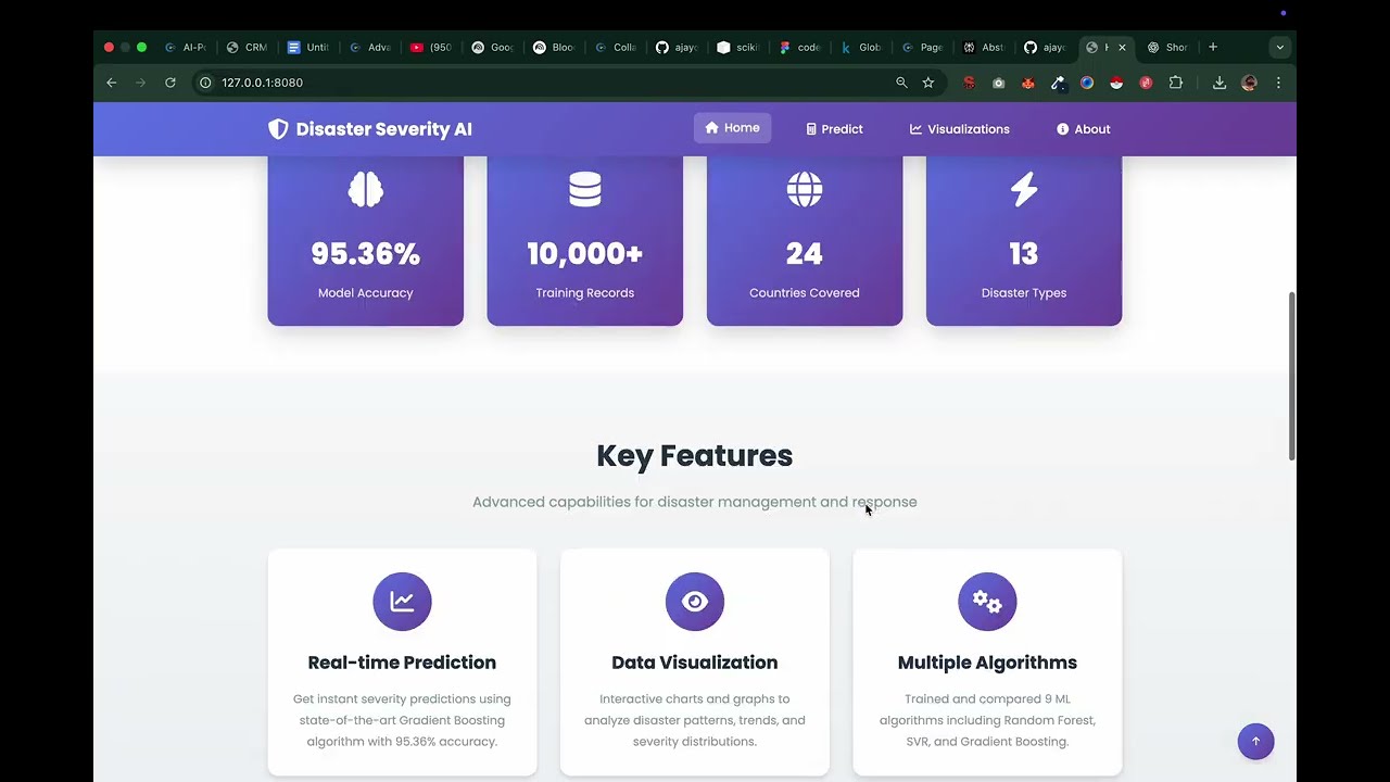 AI Disaster Prediction System | 95% Accuracy ML Model | Real-Time Analytics Dashboard