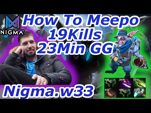 Nigma.w33 How To Fast Farm+Hunt Using Mid Meepo Solo Carrying hard 1v5 game EU9k Pro Player fullgame