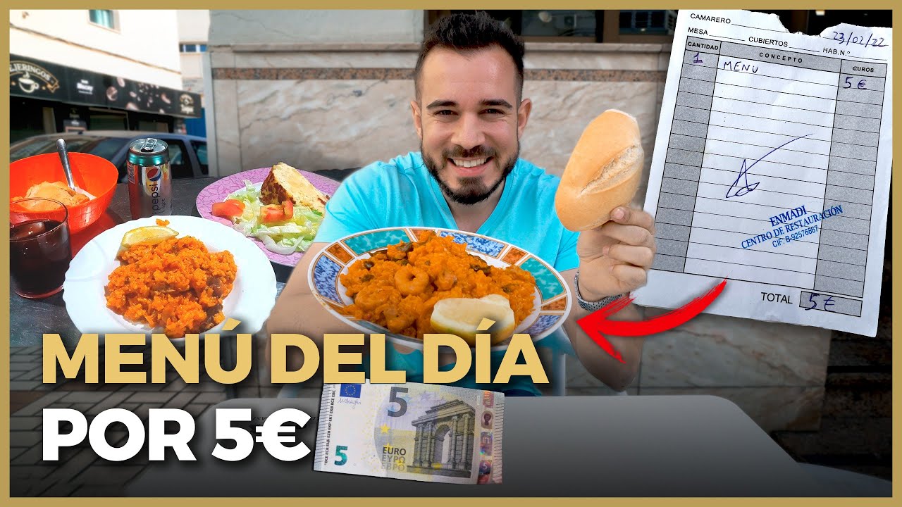 El MENÚ del DÍA más BARATO de ESPAÑA: 5 EUROS!!