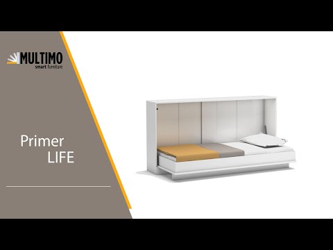 Letto singolo a scomparsa Life con apertura orizzontale bianco