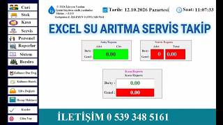 Excel Destekli Su Arıtma Servis Takip Programı | Müşteri, Stok ve Kasa Yönetimi