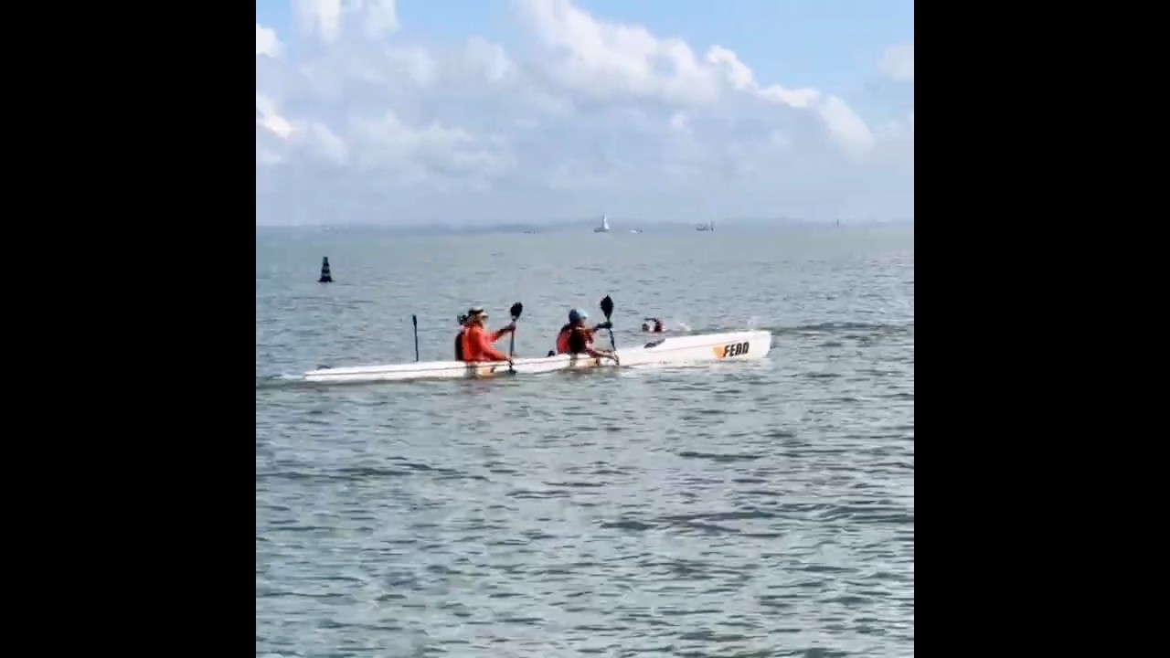 Nick’s first paddle on the Flying Fish #surfski #paddlers #kayakingfun
