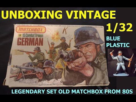 UNBOXING VINTAGE MATCHBOX SET 1/32 OF GERMAN SOLDIERS ,,BLUE PLASTIC,,