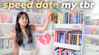 SPEED DATE my physical TBR with me 📚 **rating books based on their first sentences** 👀💔