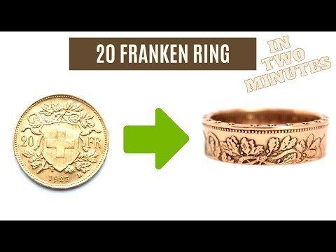 Gold coin ring from swiss 20 Franken coin / coin ring / 2 minute version