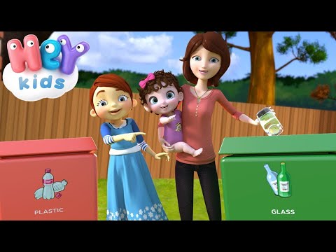 Reduce Reuse Recycle song for preschoolers ♻️ Recycling for Kids 🌍 HeyKids - Nursery Rhymes
