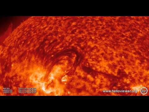 AIA 304, LASCO C2/C3 (2011-10-14 01:25:32 - 2011-10-14 09:20:44 UTC)