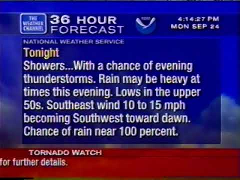 WeatherSTAR XL - 9/24/2001, 4:13PM - Tornado Watch Scroll
