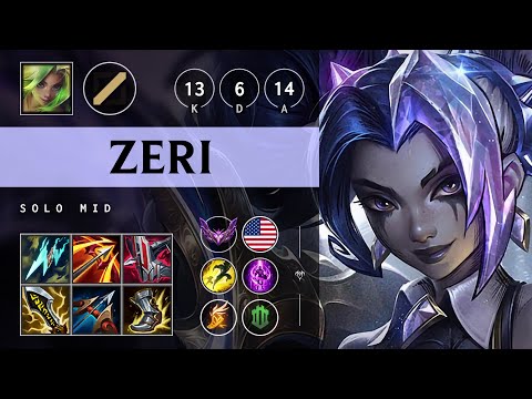 Zeri Mid vs Yasuo: Triple Kill, Unstoppable - NA Master Patch 14.22