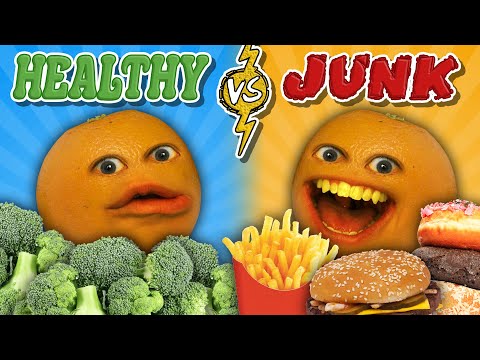 迷惑なオレンジ - ヘルシーvsジャンクフード・チャレンジ (Annoying Orange - Healthy vs Junk Food Challenge)