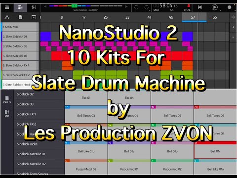 NanoStudio 2 - 10 Kits for Slate Drum Machine by Les Production Zvon - Tutorial for the iPad