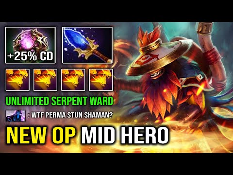 NEW OP MID HERO Unlimited Serpent Ward 100% Perma Stun with Octarine Shadow Shaman Dota 2