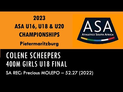 Colene Scheepers wins 2023 SA Girls U18 Championships 400m in 53.92 in Pietermaritzburg