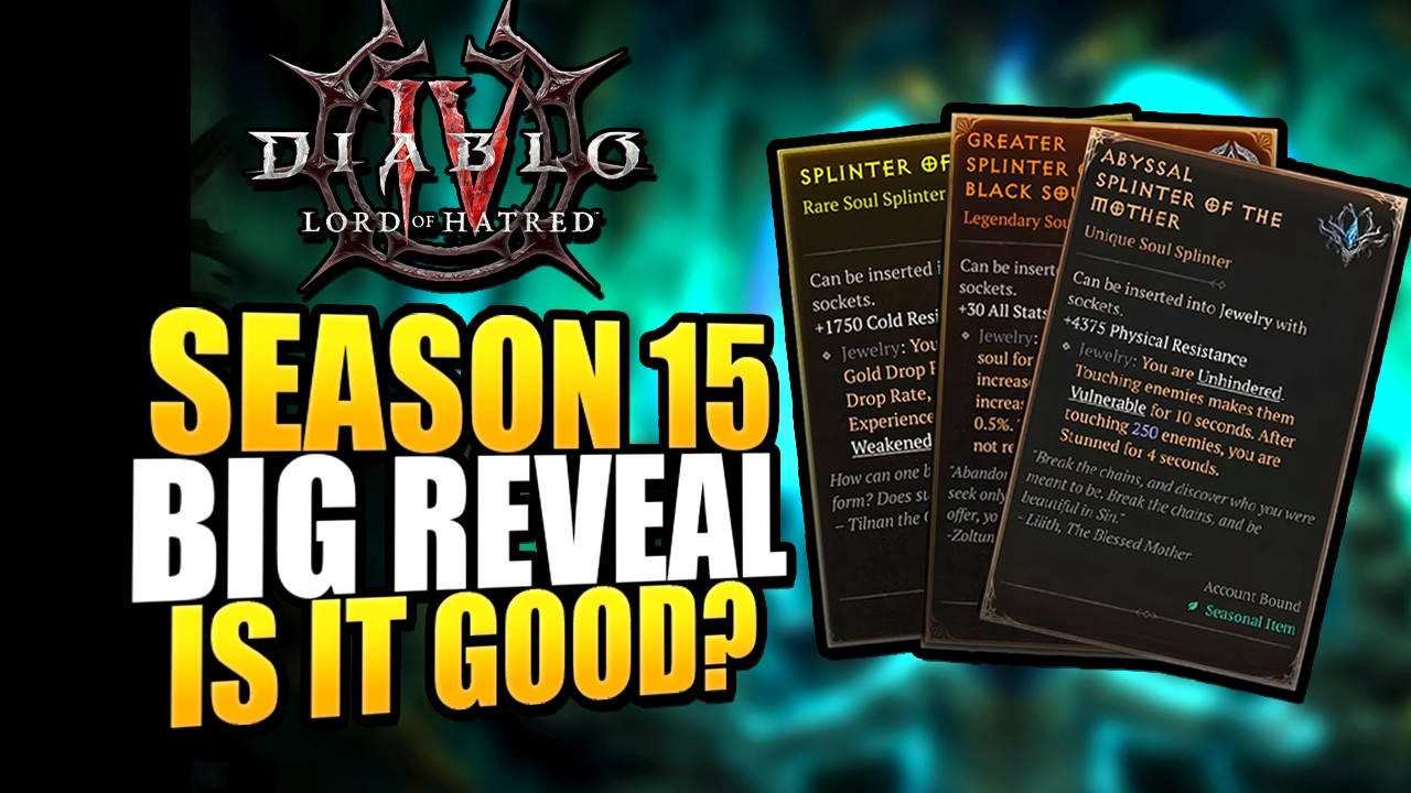 Diablo 4 Season 15 Revealed: Rebirth System, Soul Splinters and HUGE Changes