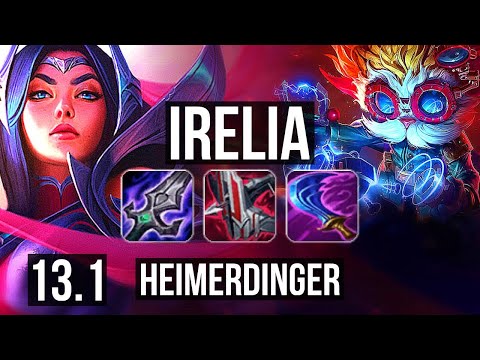 IRELIA vs HEIMER (MID) | 10/0/4, 7 solo kills, 800+ games, Legendary | KR Grandmaster | 13.1