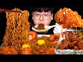 ENG SUB) ASMR MUKBANG BLACK BEAN NOODLES & FRIED CHICKEN EATING SOUND!