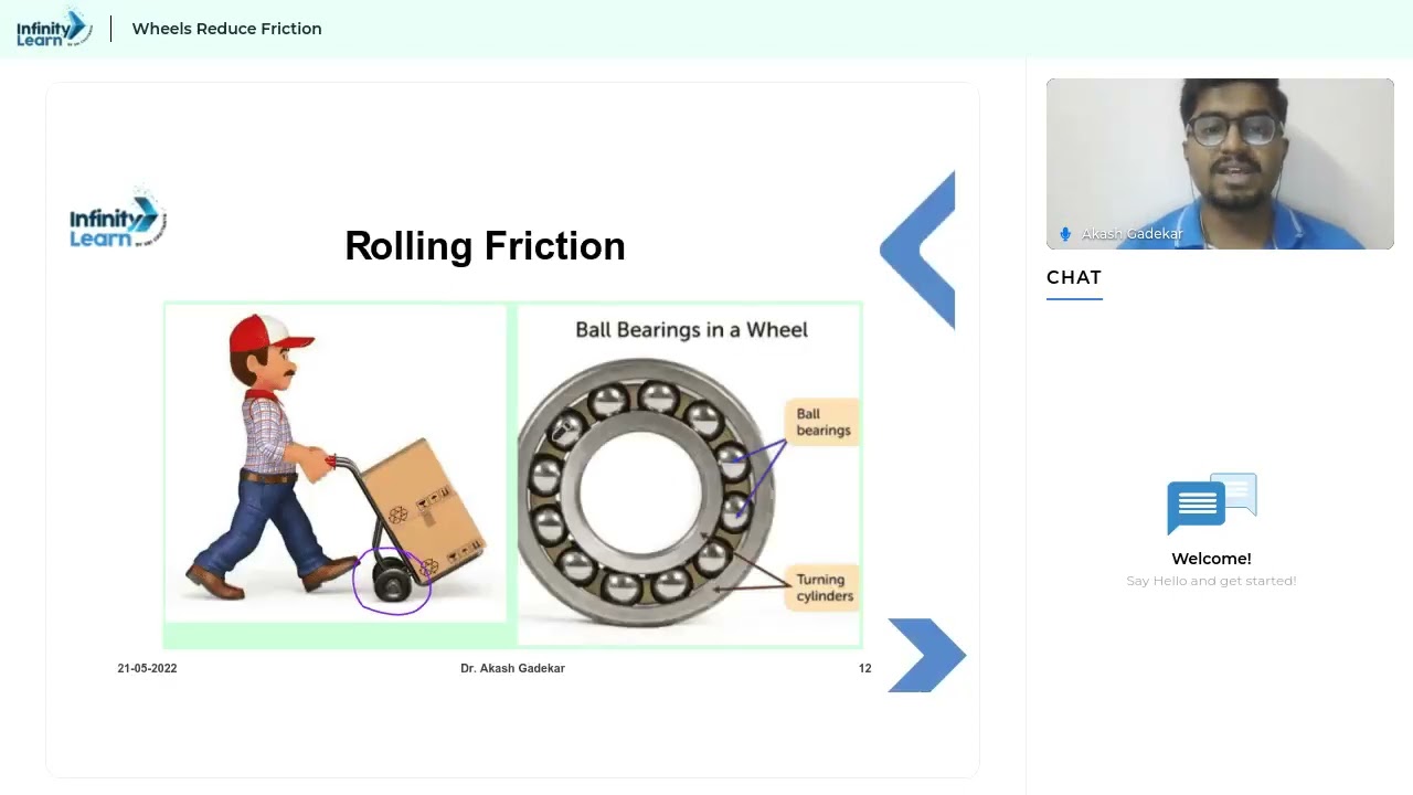 INFINITY LEARN - WHEEL REDUCE FRICTION CLASS 8 PHYSICS SCIENCE