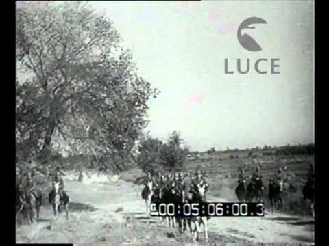Field exercises of a cavalry regiment on very rough terrain