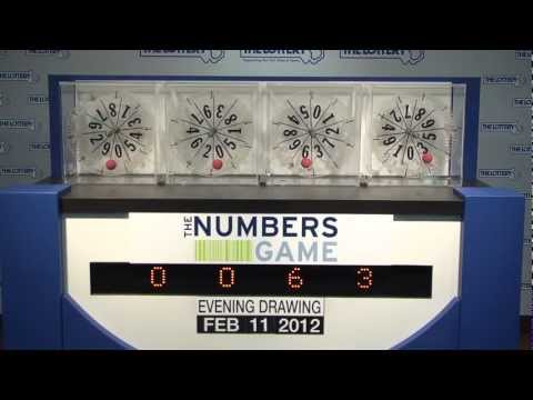 Evening Numbers Game Drawing: Saturday, February 11, 2012.
