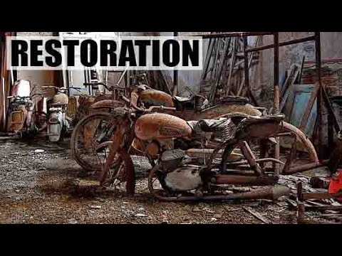 Restoration Abandoned Veteran Motorcycle CZ 175 2-stroke Engine 1963