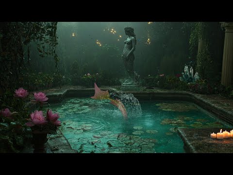 ✨🧜🏼‍♀️🪷 Mermaid Garden Pool | Fantasy Music & ASMR Rain/Water | Relax, Meditate, Dream | 6 Hrs