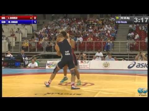 2013 WOCS 55kg Freestyle 1/16 Finale  Marcel Ewald (GER) vs DJOREV, Ivan (BUL)