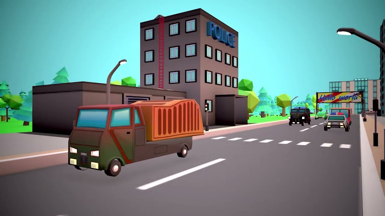 City Modular Set Toon Style Low-poly 3D Model