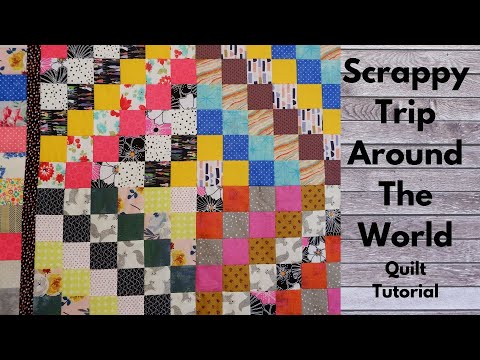 Scrappy Trip Around the World Quilt Tutorial | Free Quilt Pattern | Jelly Roll Quilt | Scrap Quilt