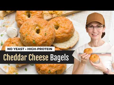High-Protein Bagels Cheddar Cheese | EASY No Yeast Recipe
