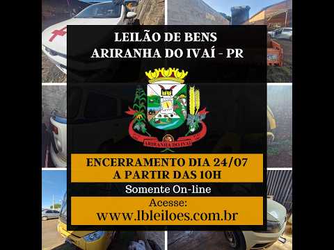 LEILÃO MUNICIPIO DE ARIRANHA DO IVAÍ - PR - EDITAL LEILÃO N° 01/2026 - PROCESSO ADM 026/2026