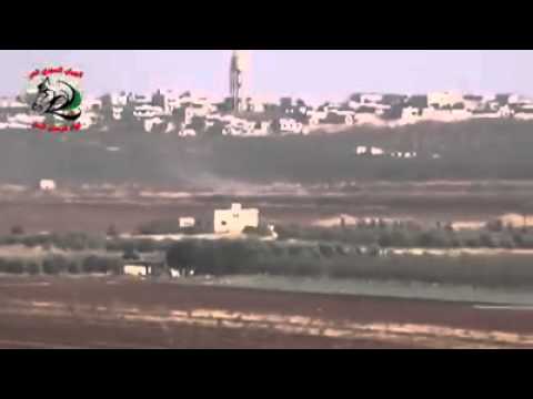 استهداف دبابة لقوات النظام بصاروخ تاو من قبل لواء فرسان الحق في ريف حماة