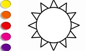 Fun Smiling Sun Drawing for Kids | Draw and Colour a Cute Sun | Easy Sun Drawing