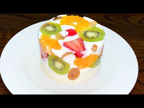 Fruit Yogurt Jelly Cake Recipe | Just Need Fruit and Yogurt Make This Delicious Dessert