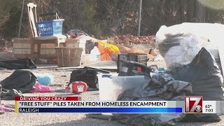 Free stuff piles in Raleigh taken from homeless encampment