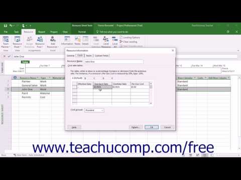 Project 2016 Tutorial Entering Costs for Project Resources Microsoft Training