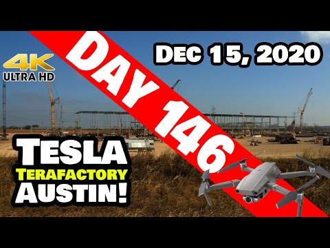 Tesla Gigafactory Austin 4K  Day 146 - 12/15/20 - Terafactory Texas - Cybertruck Factory Update!