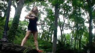 model ballet in red shoes