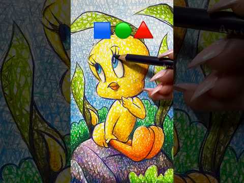 PINTÉ un PERSONAJE ANIMADO🔥 con FIGURAS GEOMÉTRICAS 🟦🟡 #dibujo #arte