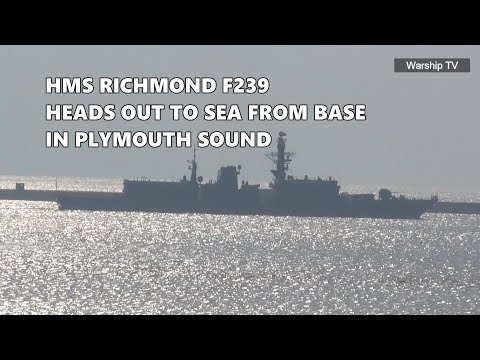 HMS RICHMOND F239 PASSES THROUGH PLYMOUTH SOUND AND HEADS OUT TO SEA 12th February 2025
