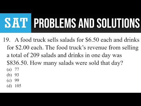 19. A food truck sells salads for $6.50 each and drinks for $2.00 each. The food truck’s revenue