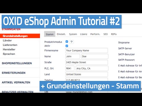 Oxid eShop Admin Tutorial #02 - Grundeinstellungen - Stamm