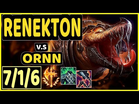 RENEKTON vs ORNN - 7/1/6 KDA TOP GAMEPLAY - EUW Ranked MASTER