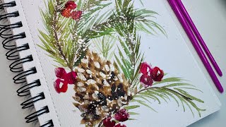 Paint This Cute Watercolor Holiday Pinecone! 🍂 Super Easy Beginner Tutorial
