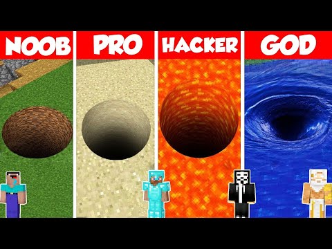 TUNNEL PIT HOUSE BUILD CHALLENGE - Minecraft Battle: NOOB vs PRO vs HACKER vs GOD / Animation